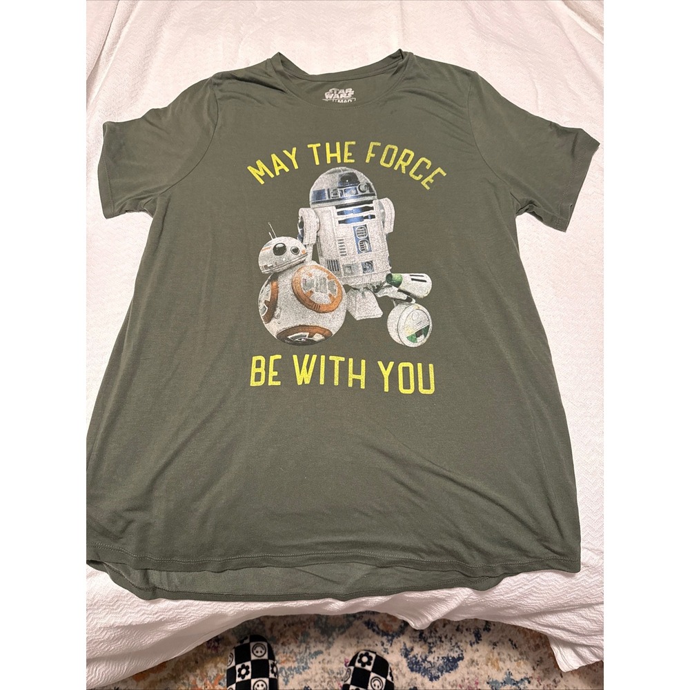 Star Wars Mad Engine Shirt XL Green May The Force Be With You R2-D2‎ BB-8